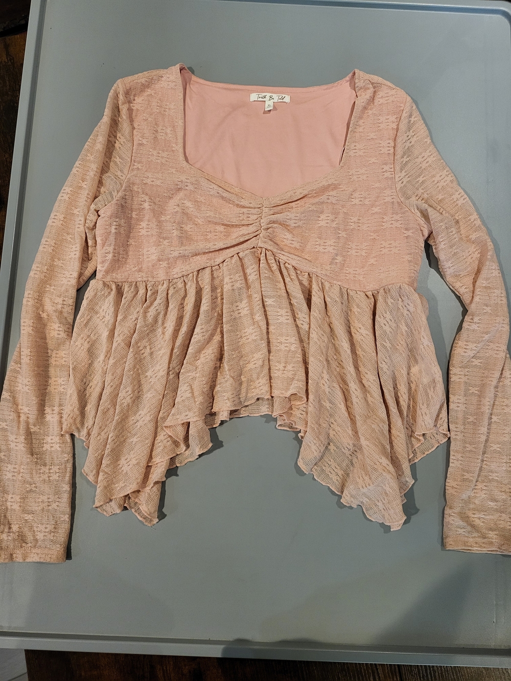 Truth Be Told Pink Lace Babydoll Top XL